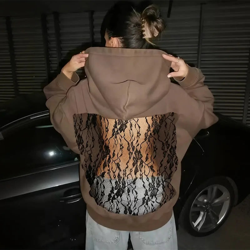 Backstage Crystal-Mesh Hoodie