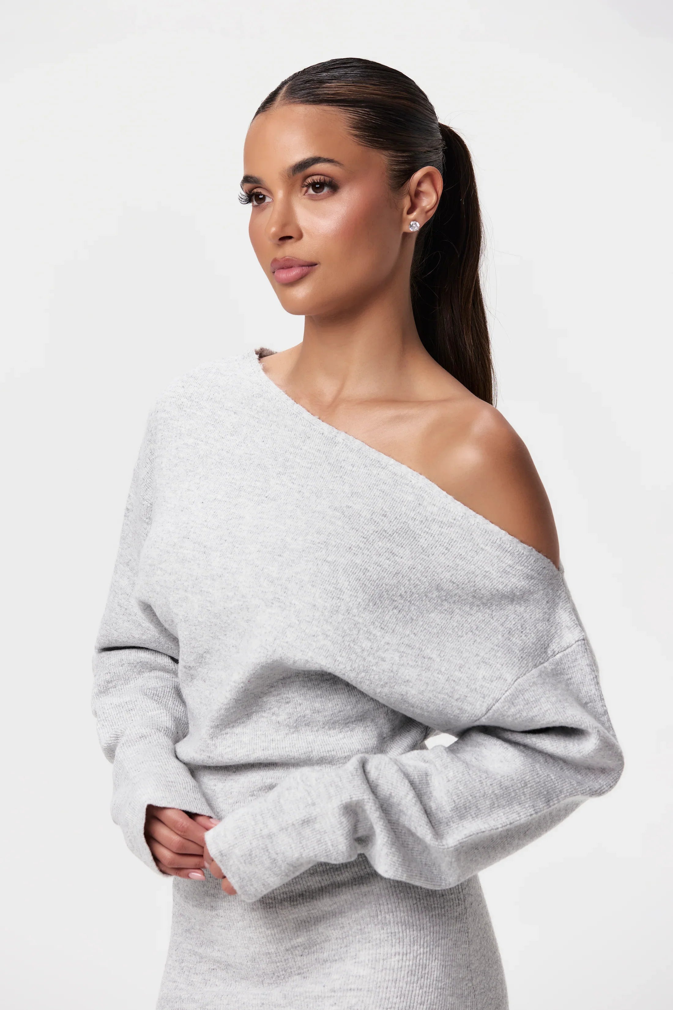 Drop-Shoulder Sweater Elbise