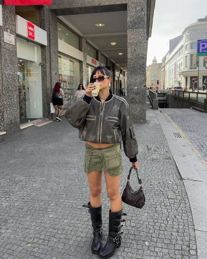 "80s" Washed Vintage Leather Jacket