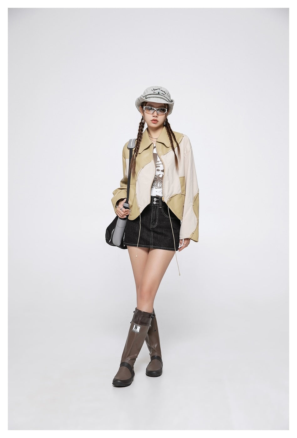 "Street Star" Irregular Patchwork Leather Jacket