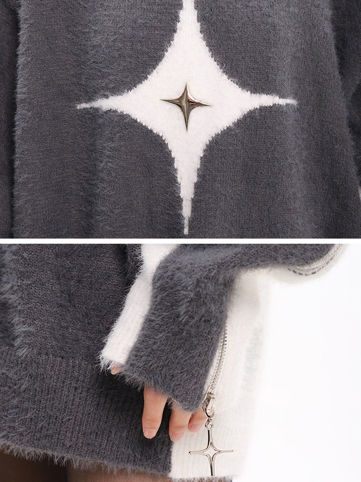 Star Zip Up Sweater