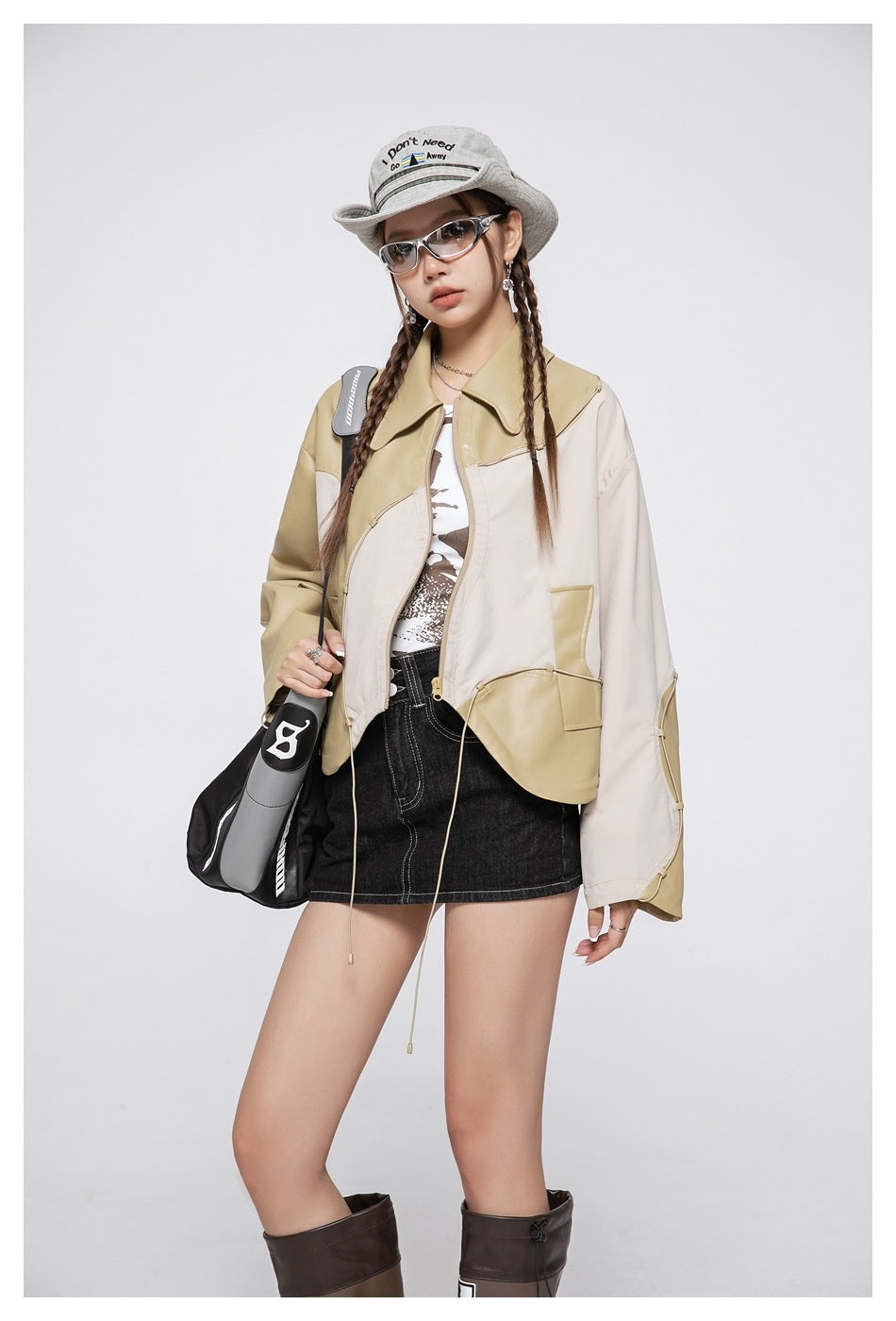 "Street Star" Irregular Patchwork Leather Jacket