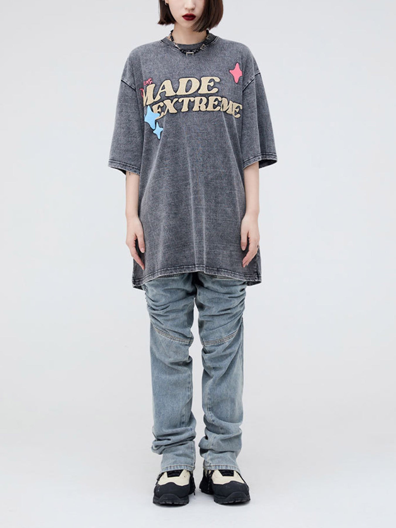 Fun Cartoon Foam Print T-shirt