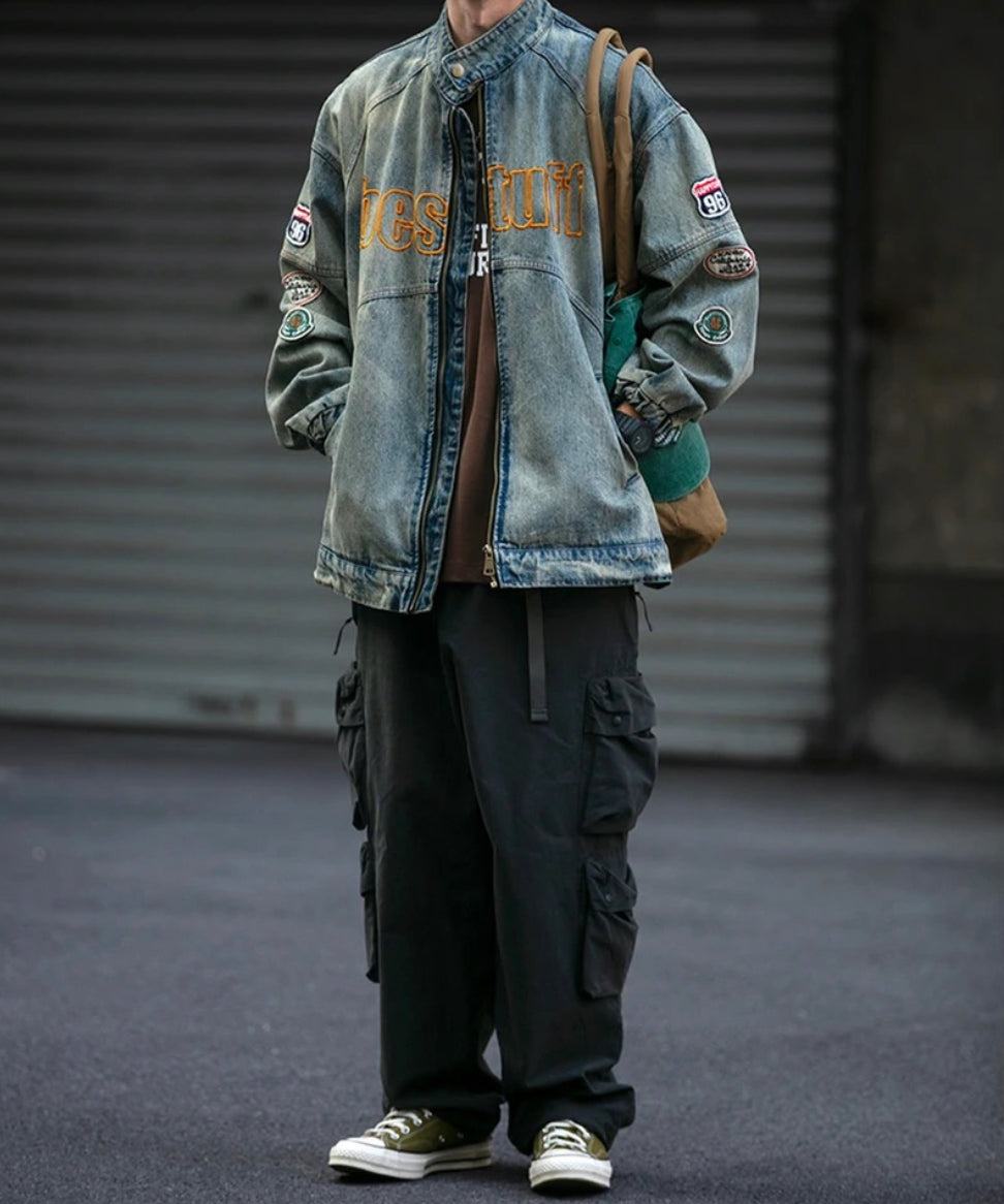 Badge Embroidered Denim Jacket