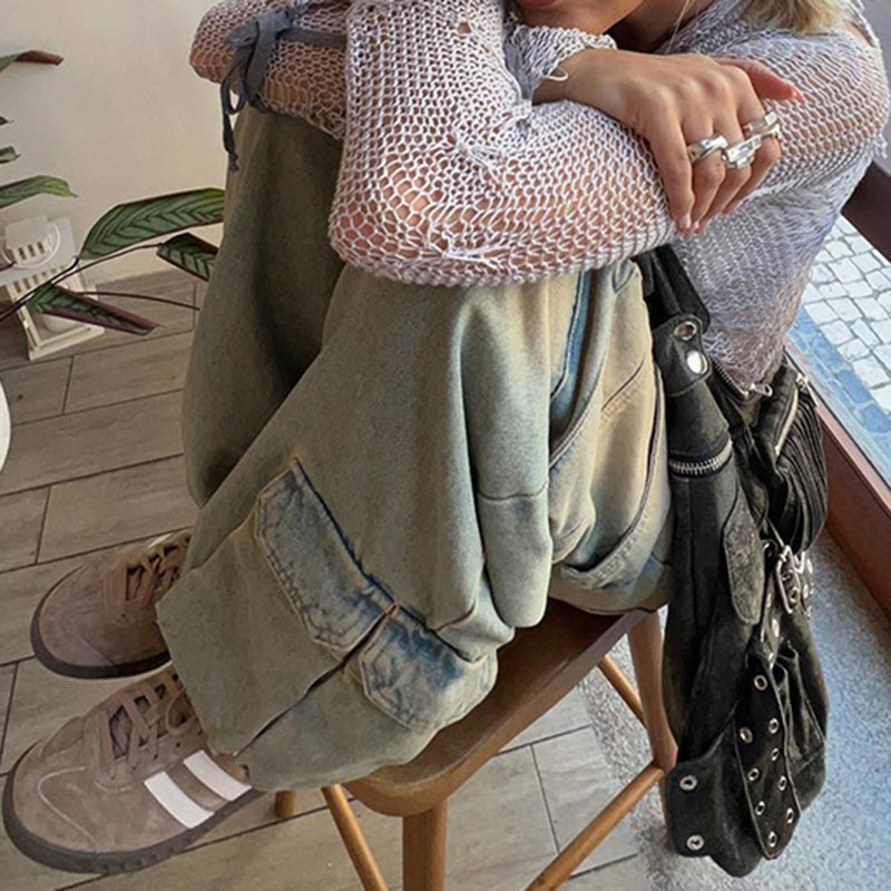 Y2K 2000s Washed Cargo Jeans