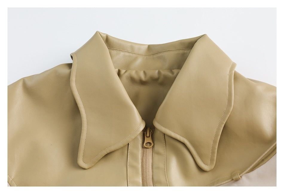 "Street Star" Irregular Patchwork Leather Jacket