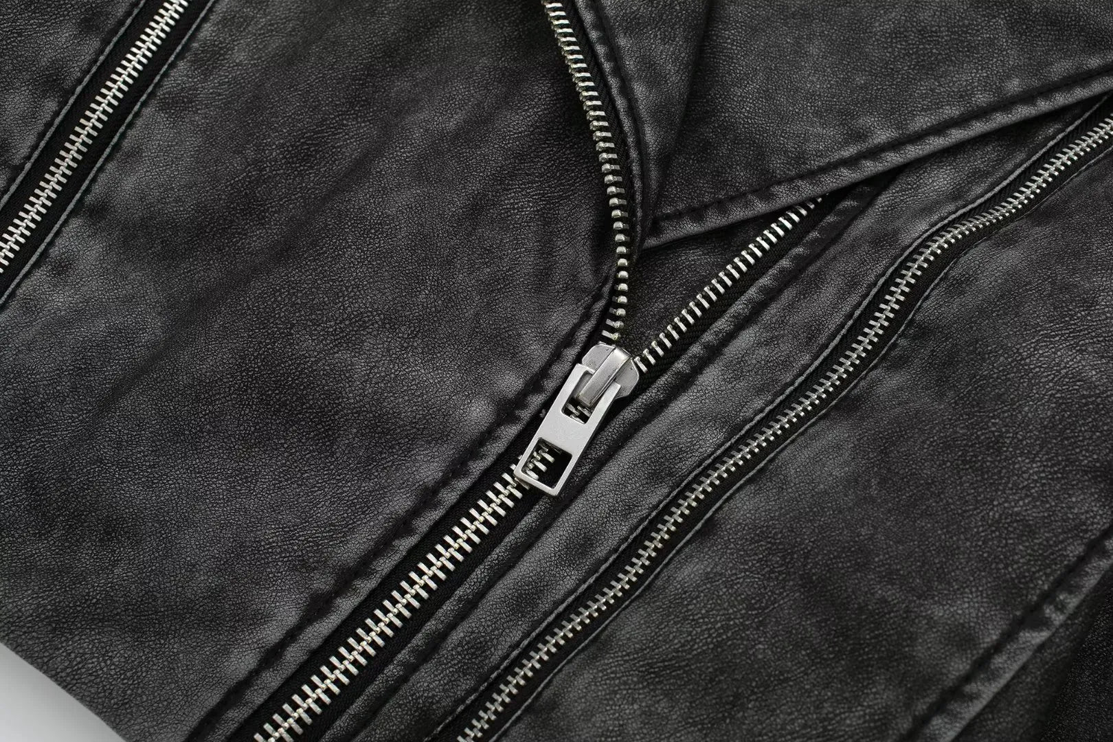 "Classics" Washed Cropped Leather Jacket