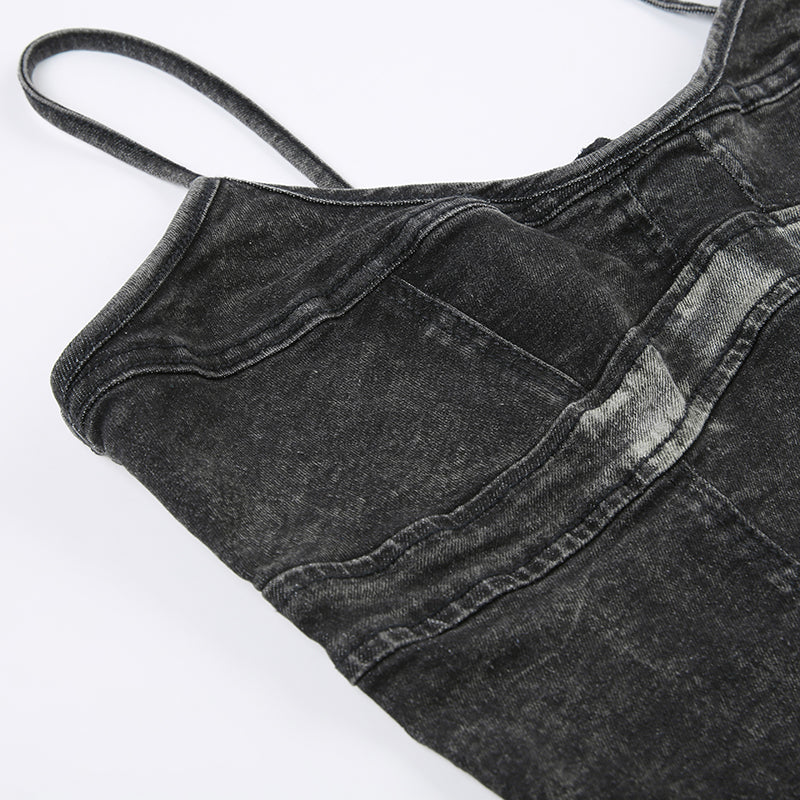 Cargo Cropped Denim Patchwork