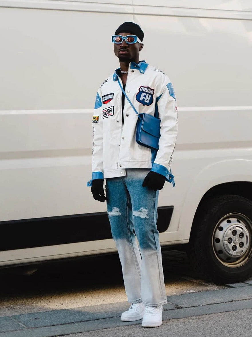 "Five Velocity" Contrast Motorcycle Jacket