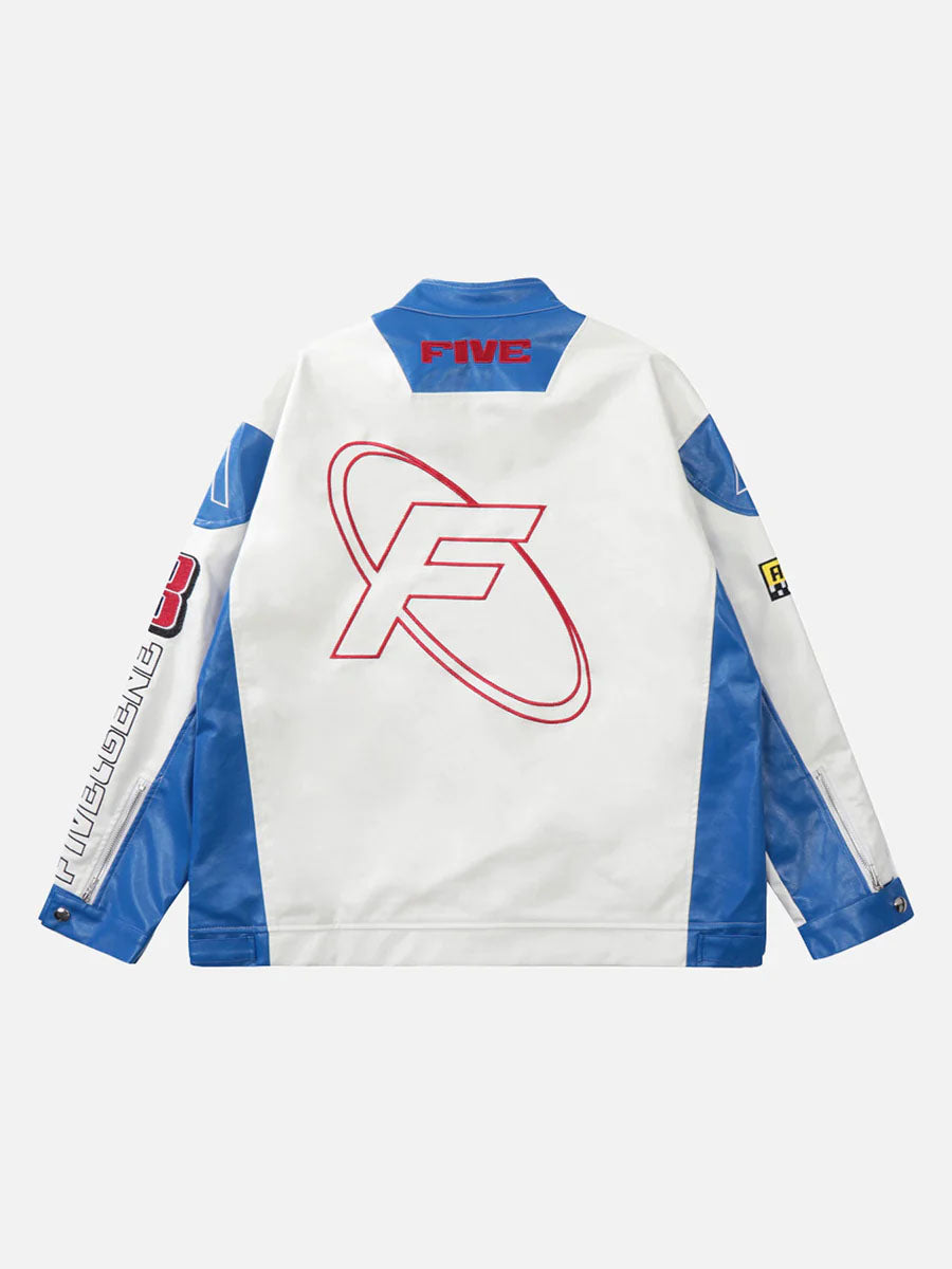 "Five Velocity" Contrast Motorcycle Jacket