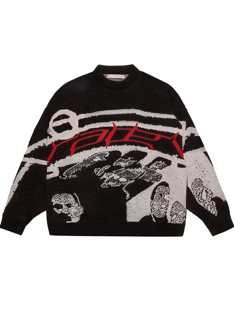 Mixed Wave Long Sleeves Knitting Top