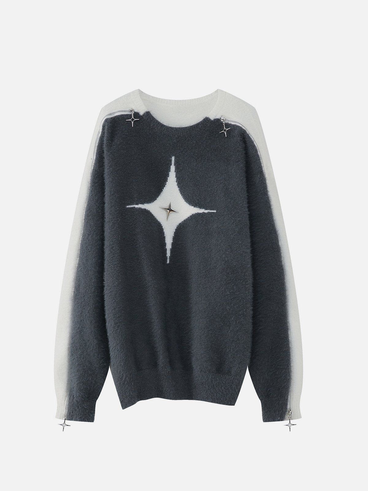 Star Zip Up Sweater