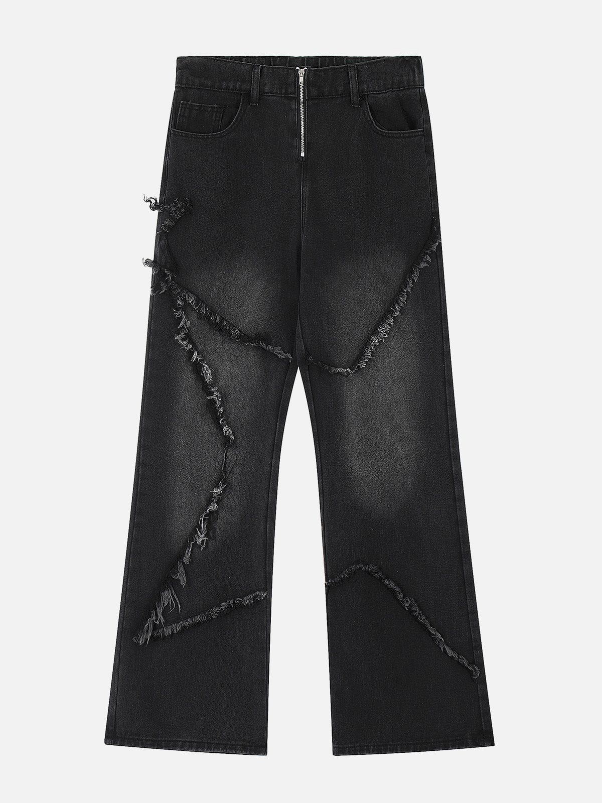 Fringe Star Washed Loose Jeans