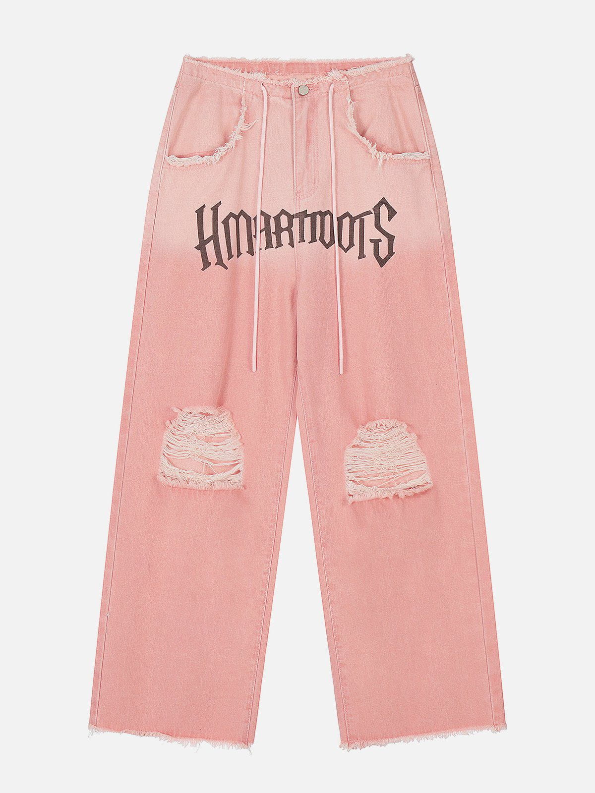 Letter Fringe Loose Jeans