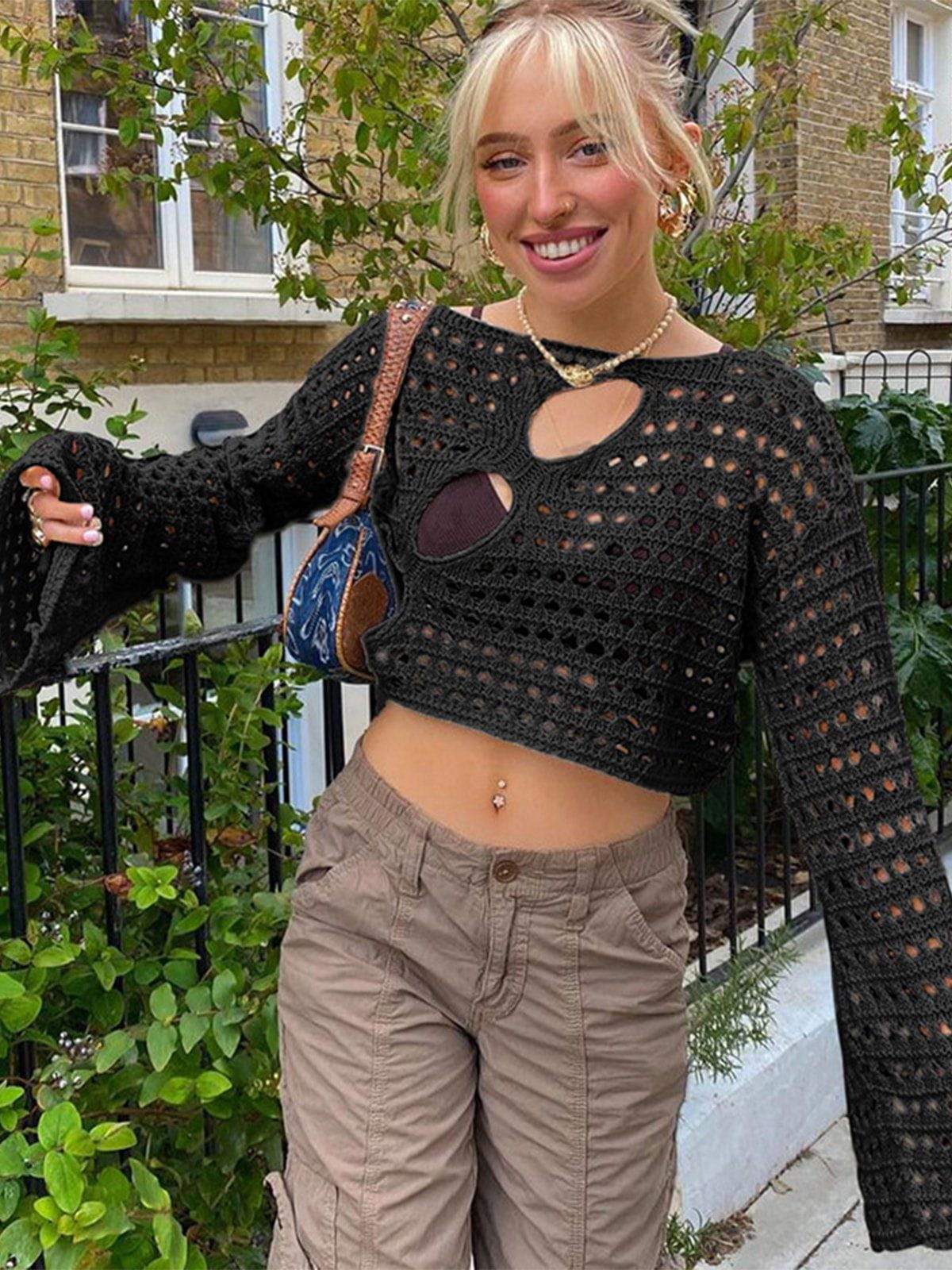 Cutout Cropped Long Sleeves