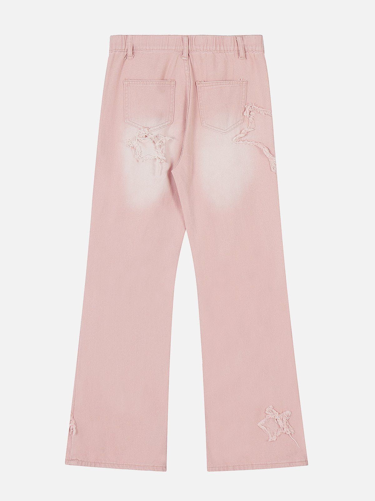 Fringe Star Washed Loose Jeans