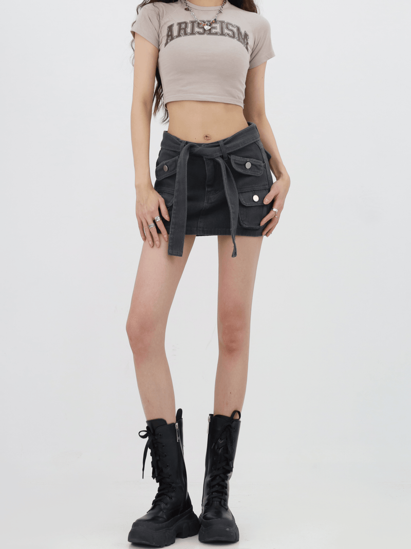 Vintage Multi Pocket Denim Skirt