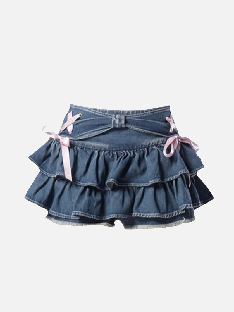 Denim Ribbon Skirt
