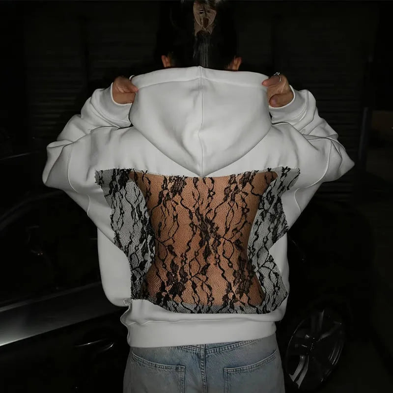 Backstage Crystal-Mesh Hoodie