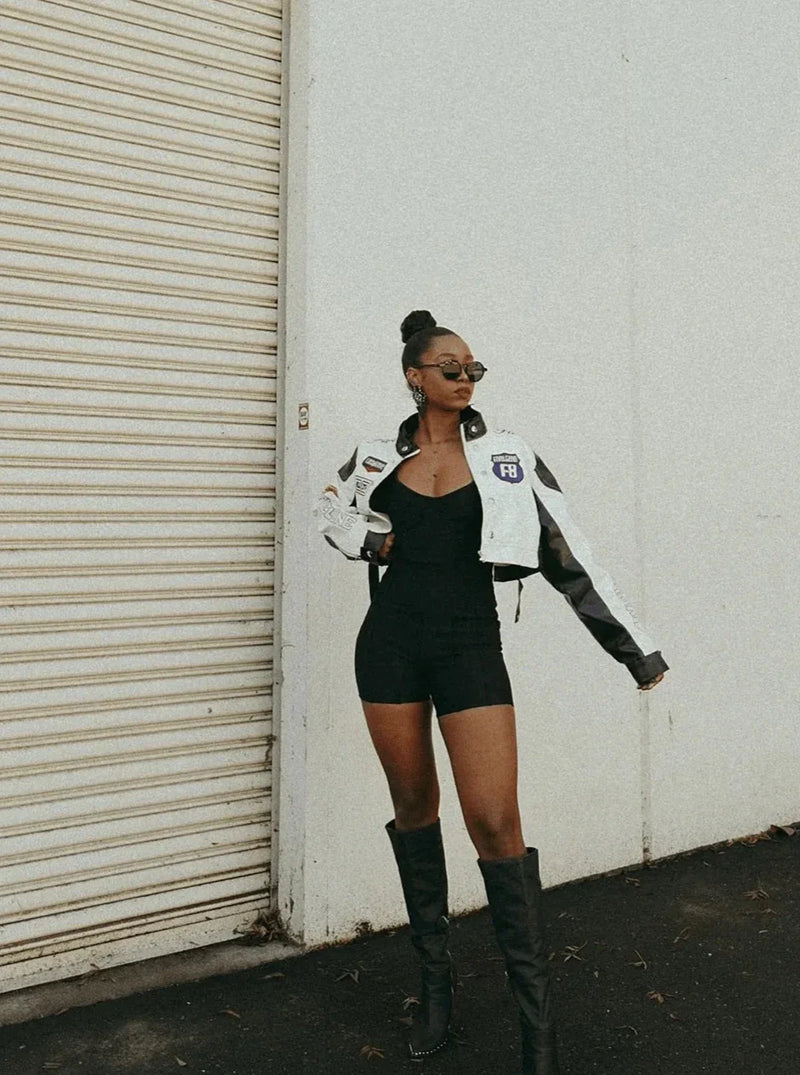 Biker Cropped Motorcycle Jacket