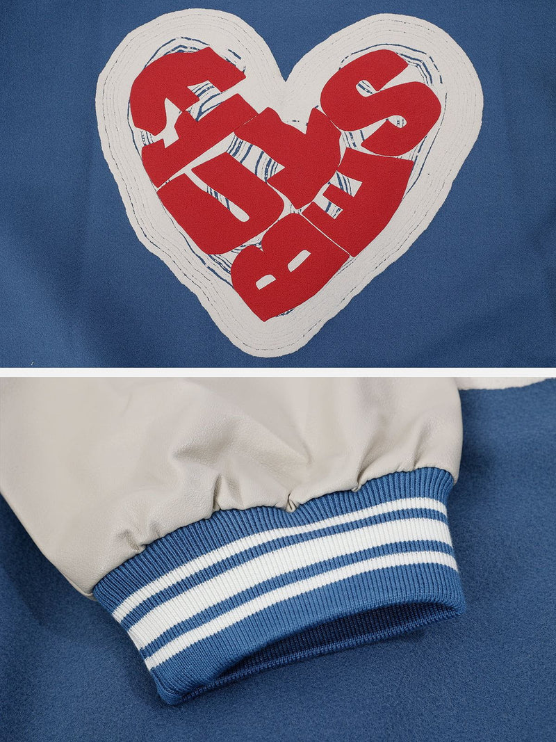 "Street Star" Letter Love Foaming Jacket