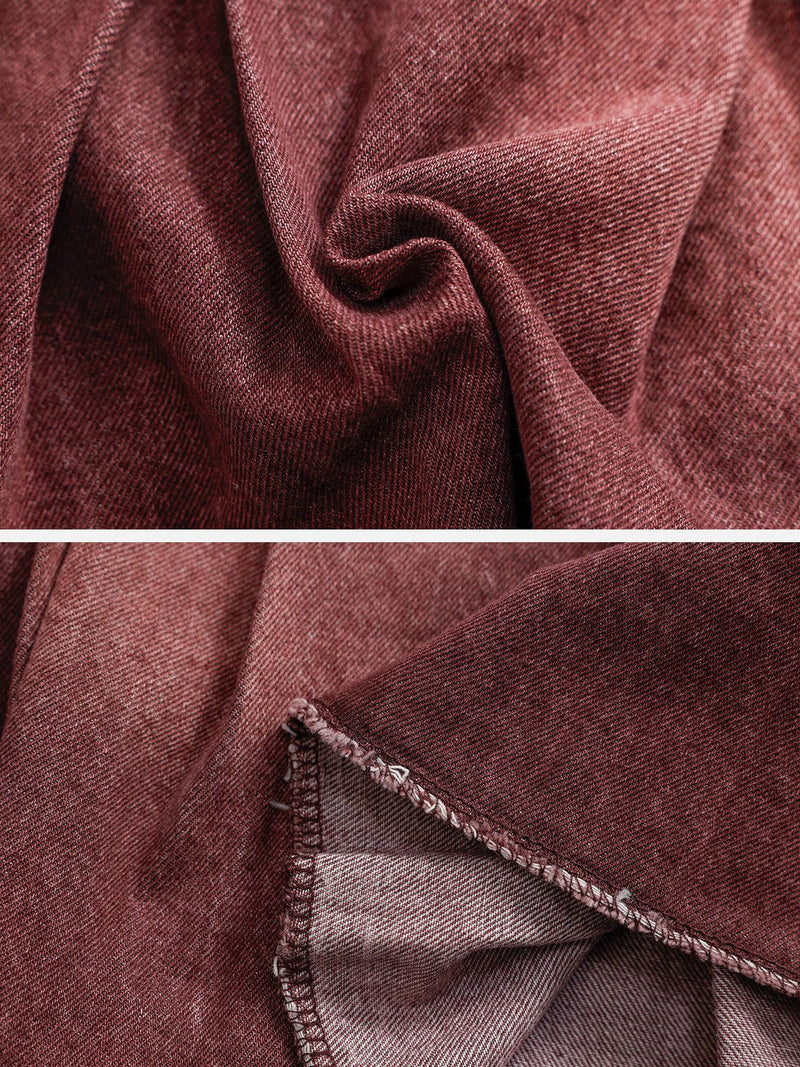 Fringe Denim Pleated Skirt