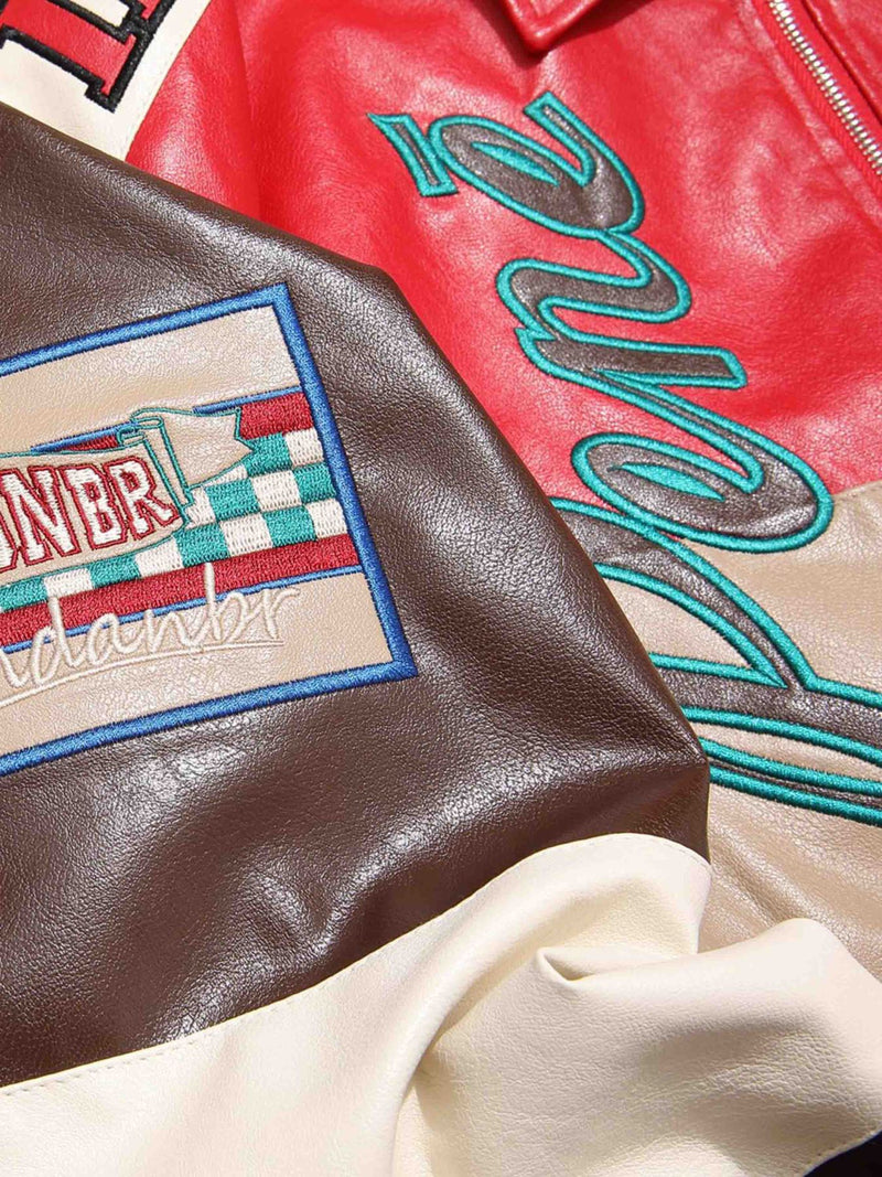 "Street Star" Embroidered Leather Jacket