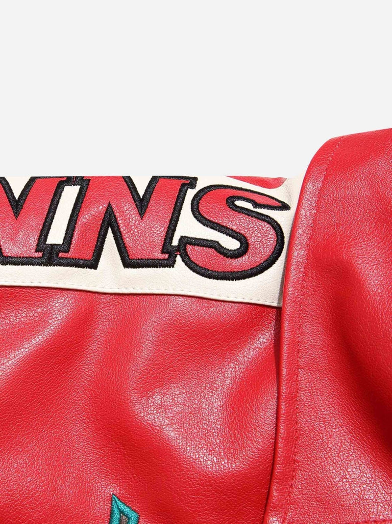 "Street Star" Embroidered Leather Jacket