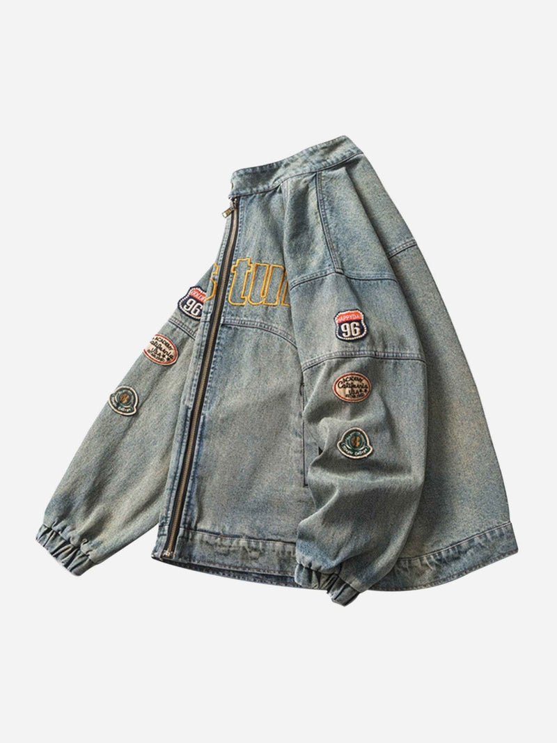 Badge Embroidered Denim Jacket