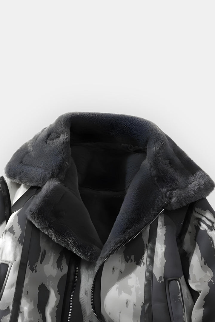 Leather Edgy Printed Jacket