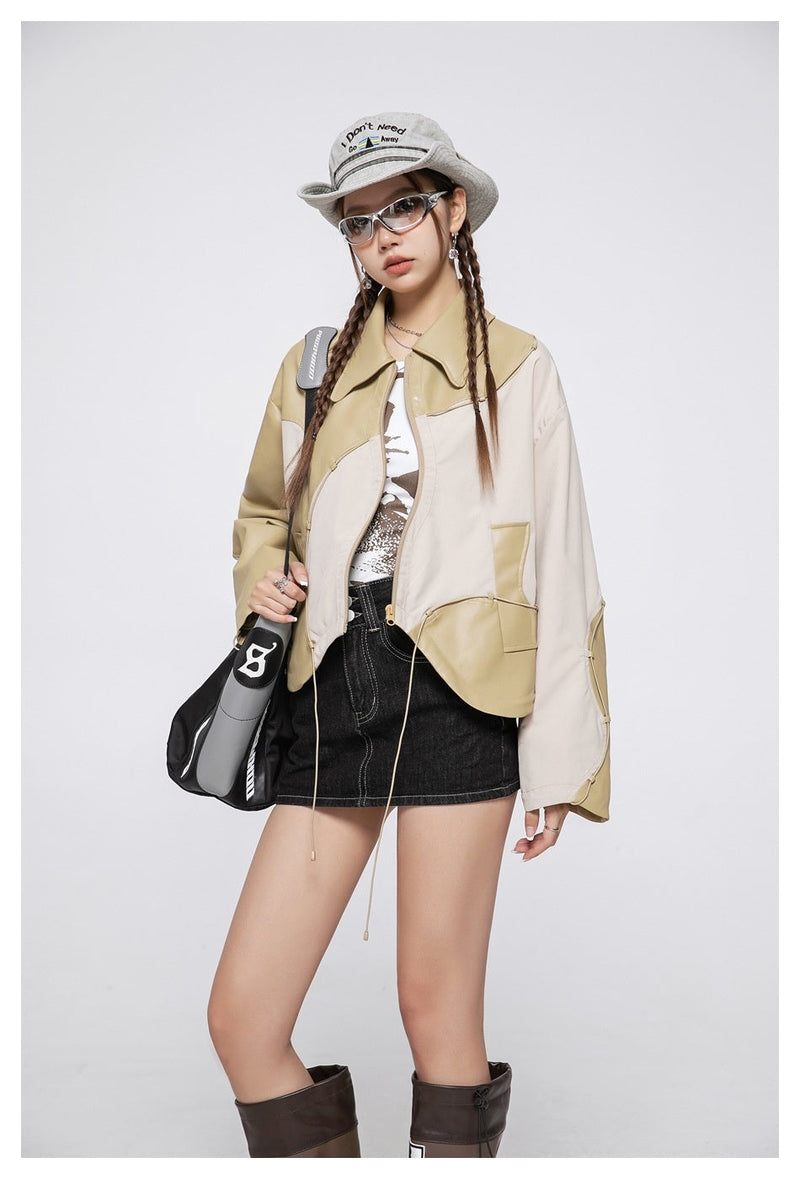"Street Star" Irregular Patchwork Leather Jacket
