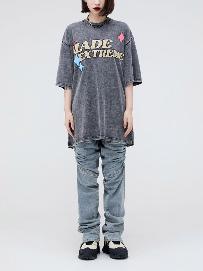 Fun Cartoon Foam Print T-shirt