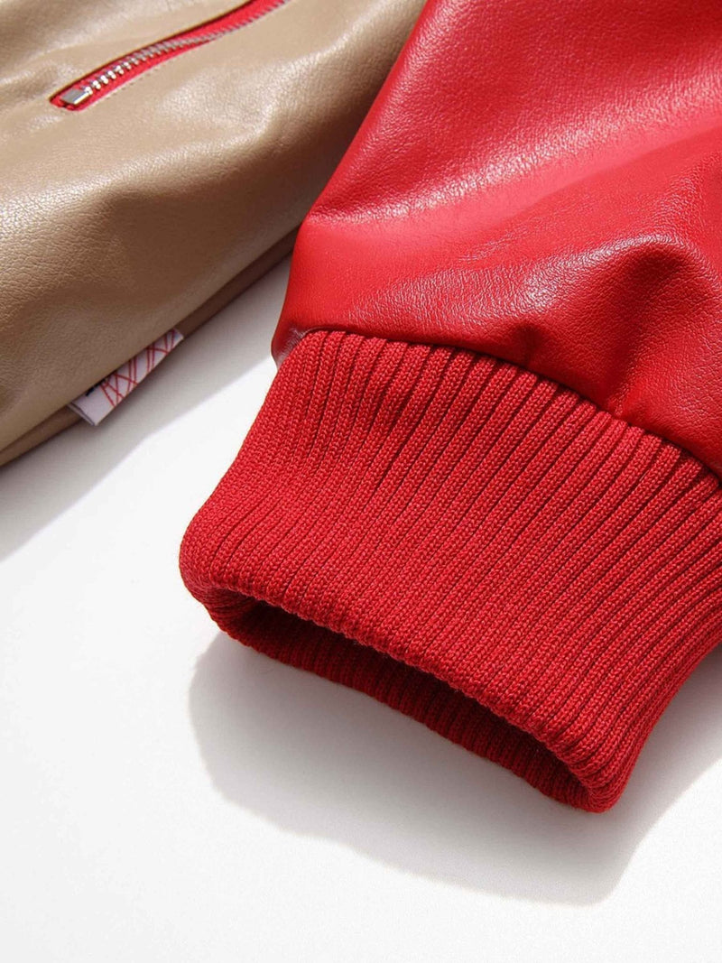 "Street Star" Embroidered Leather Jacket