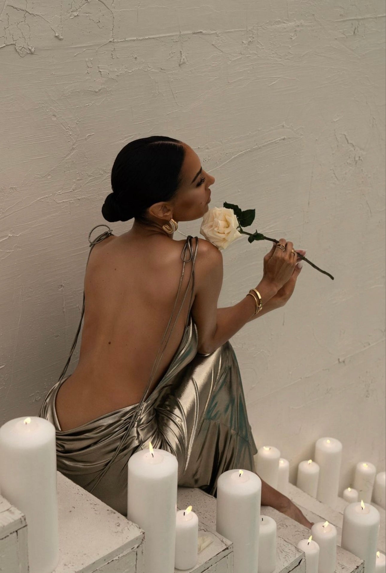 Valentina Gold Backless Elbise