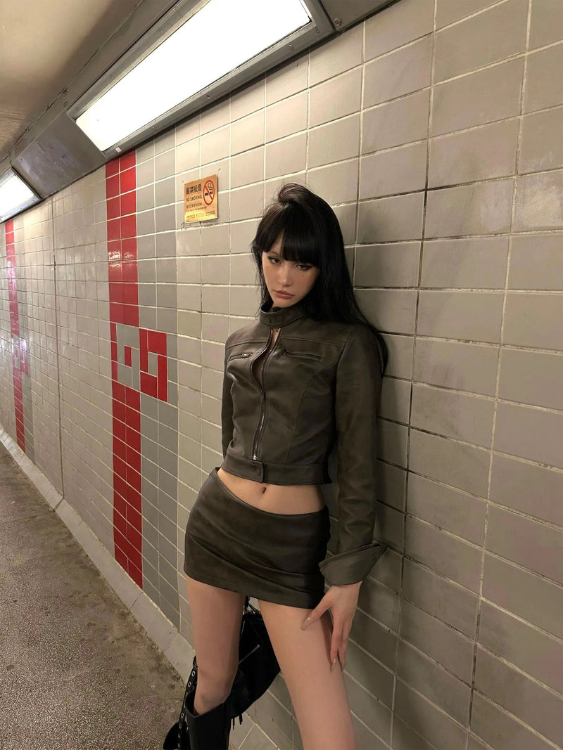 Street Leather Jacket Set