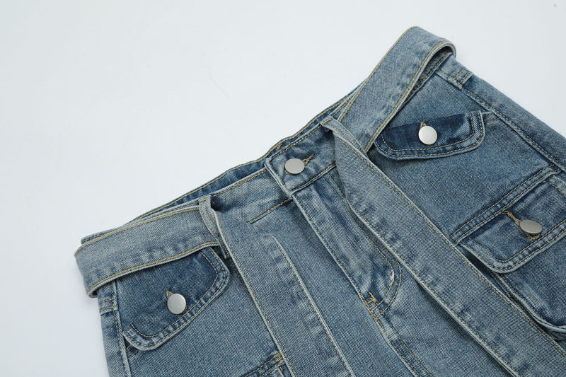 Vintage Multi Pocket Denim Skirt