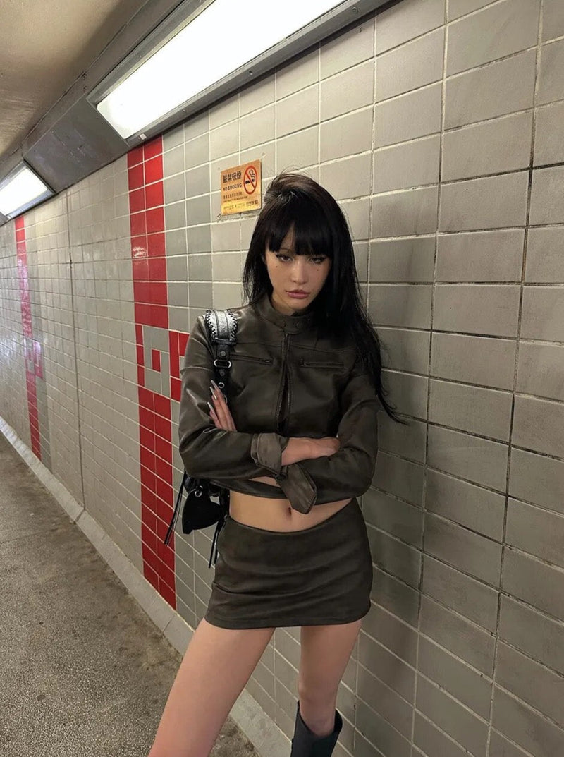 Street Leather Jacket Set