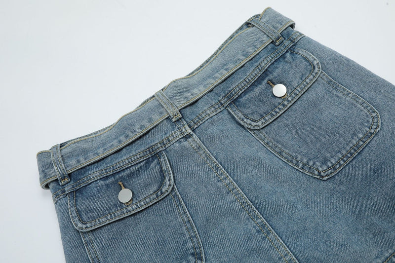 Vintage Multi Pocket Denim Skirt