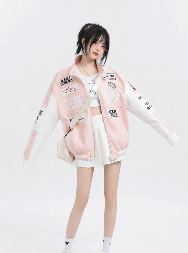 Embroidered Racing Leather Jacket