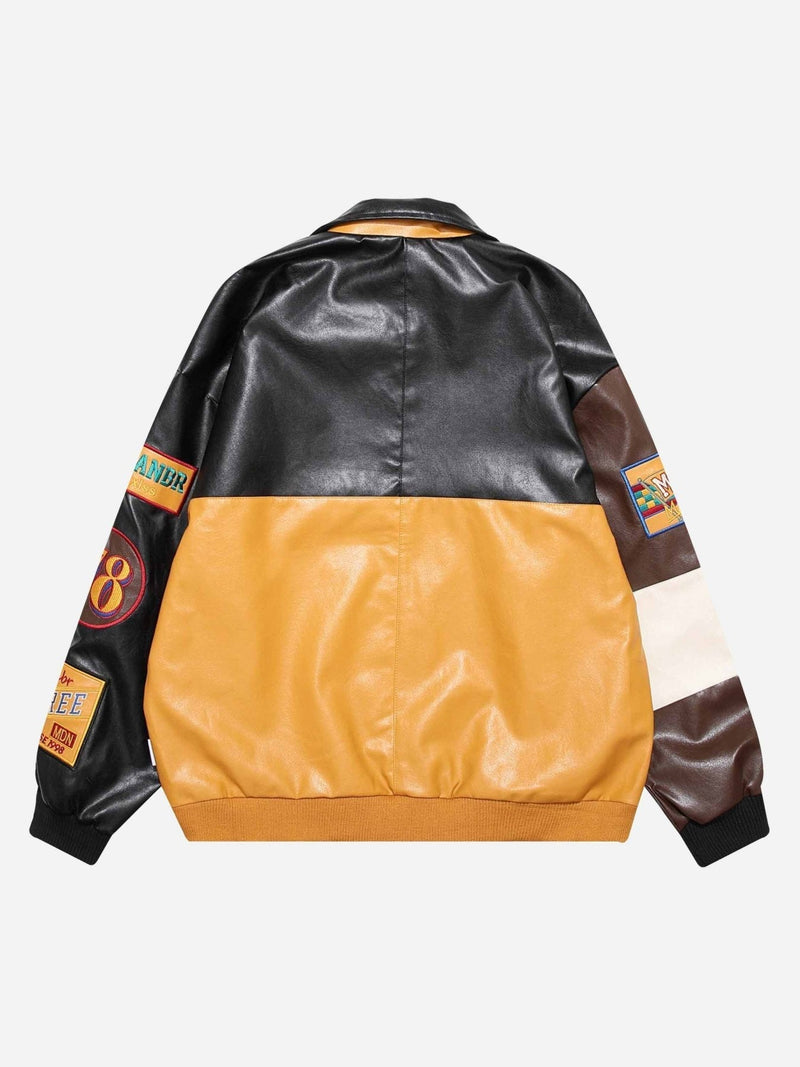 "Street Star" Embroidered Leather Jacket