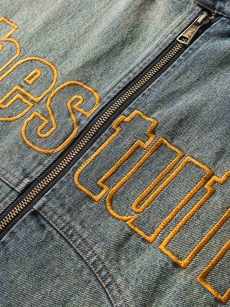 Badge Embroidered Denim Jacket