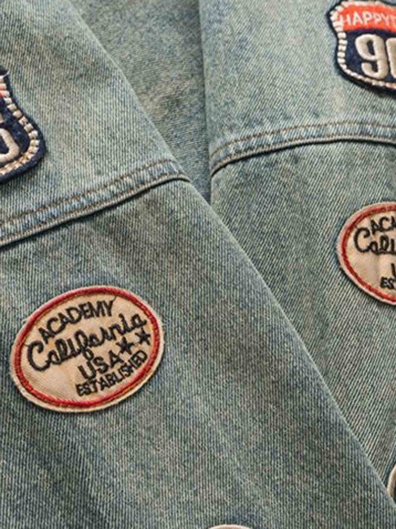 Badge Embroidered Denim Jacket