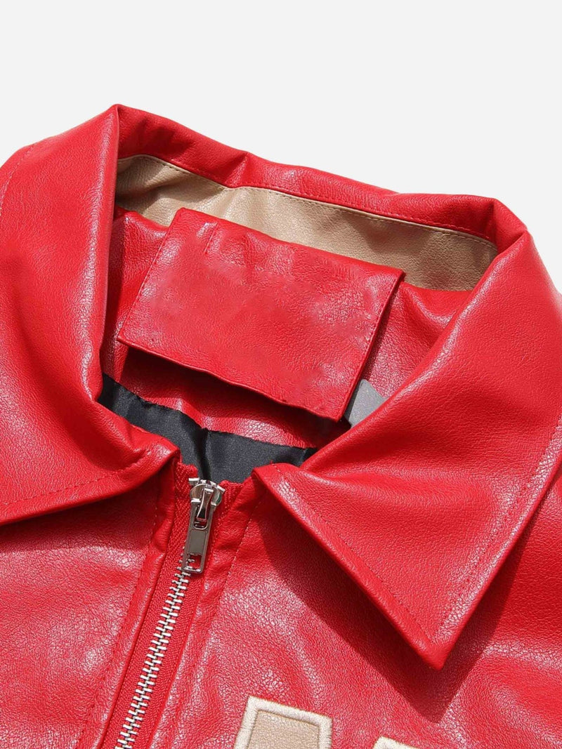 "Street Star" Embroidered Leather Jacket