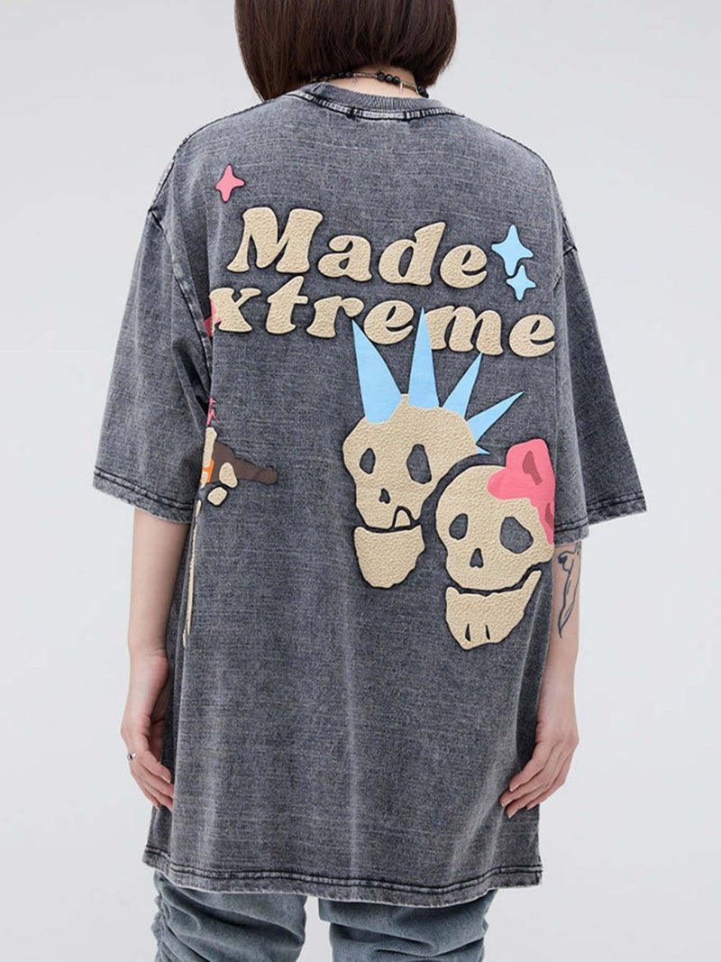 Fun Cartoon Foam Print T-shirt
