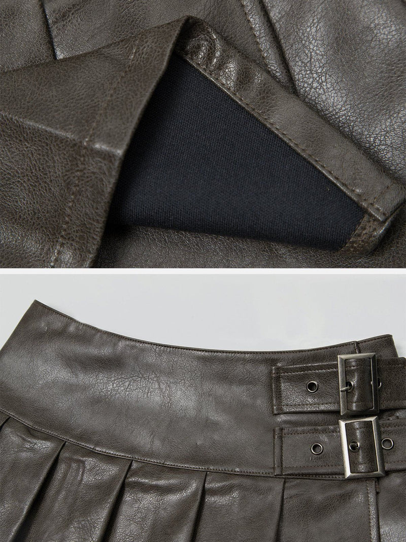 Vintage Leather Pleated Skirt