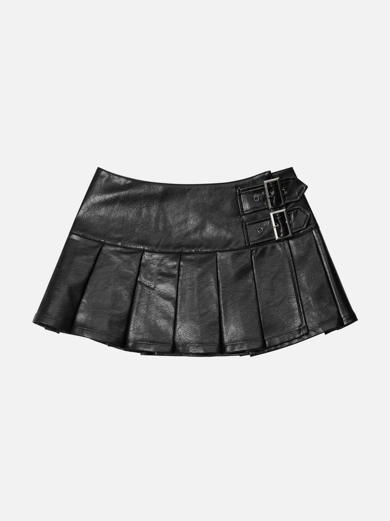 Vintage Leather Pleated Skirt