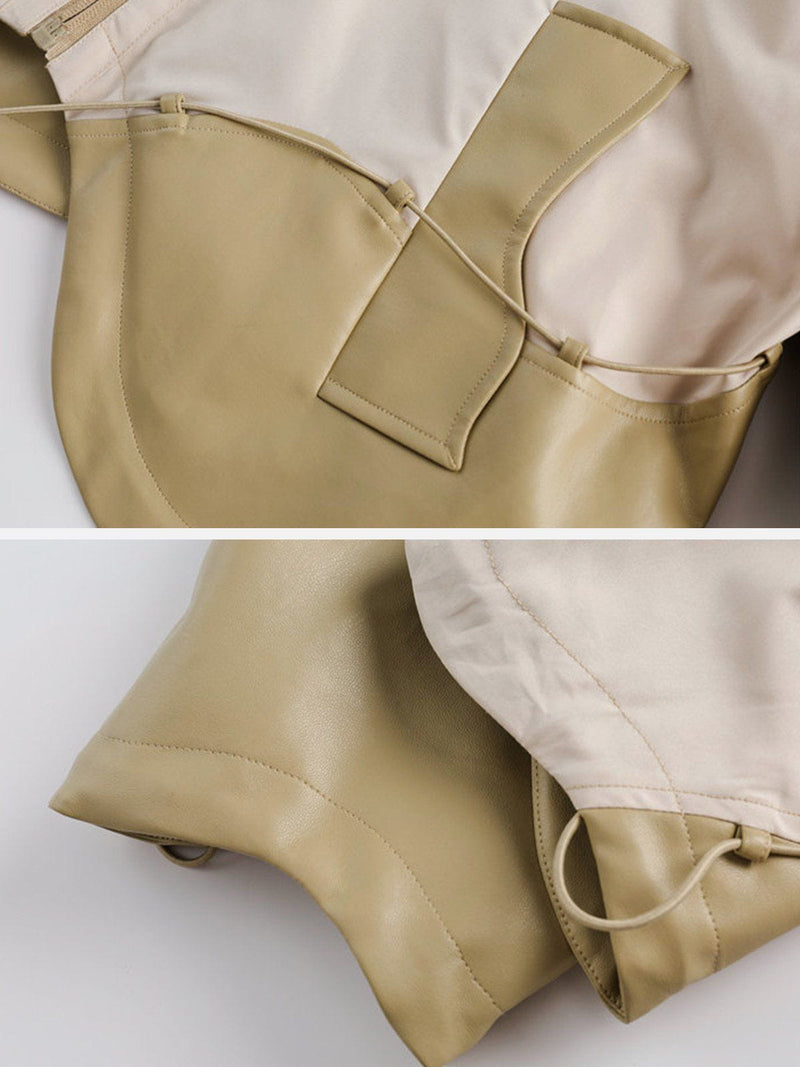 "Street Star" Irregular Patchwork Leather Jacket