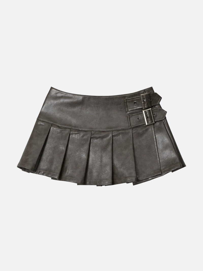 Vintage Leather Pleated Skirt