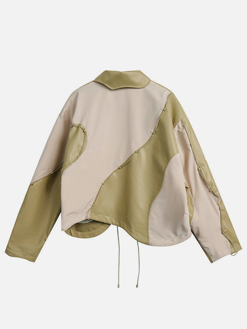 "Street Star" Irregular Patchwork Leather Jacket