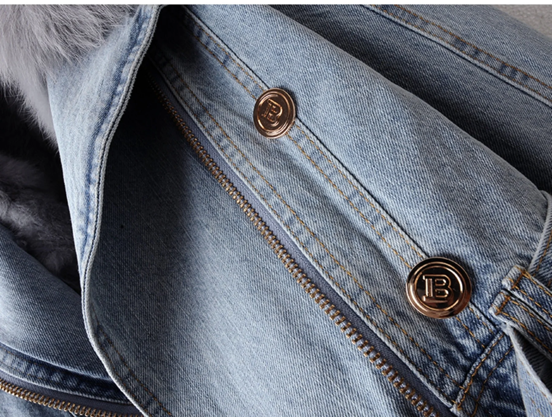 Kürk Detaylı Kot Ceket